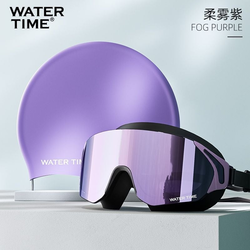 WATERTIME نظارات سباحة واترتايم الاحترافية مقاومة للماء ومضادة للضباب، بتصميم إطار كبير مناسب لقصر النظر، للرجال والنساء - Image 1