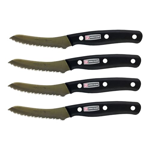 Miracle Blade IV World Class Professional Series Set of Four (4) Serrated Steak Knives - Image 1