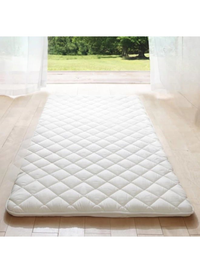 MIINA Japanese Futon Mattress, Made in Japan Full (55"×78") White, Foldable Floor Lounger Bed Tatami Mat, Roll Up Sleeping Pad, Shikibuton - Image 1
