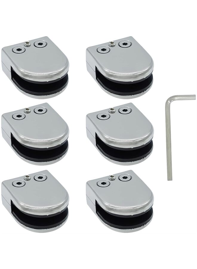 6pcs Glass Clamps 6-8mm Square Glass Clamps, Stainless Steel 304 Glass Clamps Adjustable Glass Bracket for Balustrade Staircase Handrail, with Hexagonal Wrench - Image 1