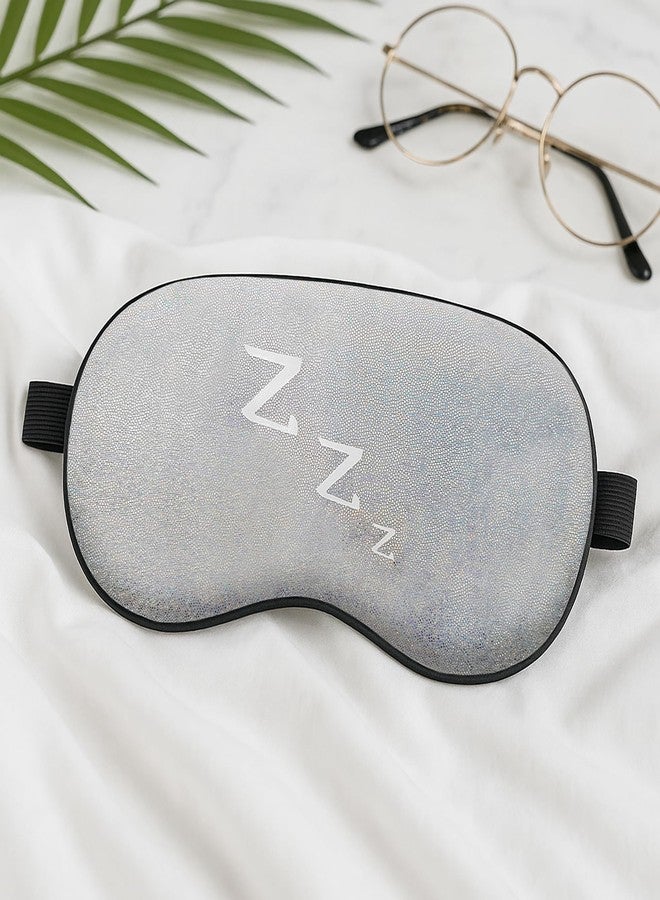 Jenna Sleep Eye Mask for Men & Women | Ultra Soft Comfortable Sleeping Eye Cover with Adjustable Elastic Strap | Light Blocking Blindfold for Deep Sleep, Travel, Nap & Relaxation (Silver) - Image 3