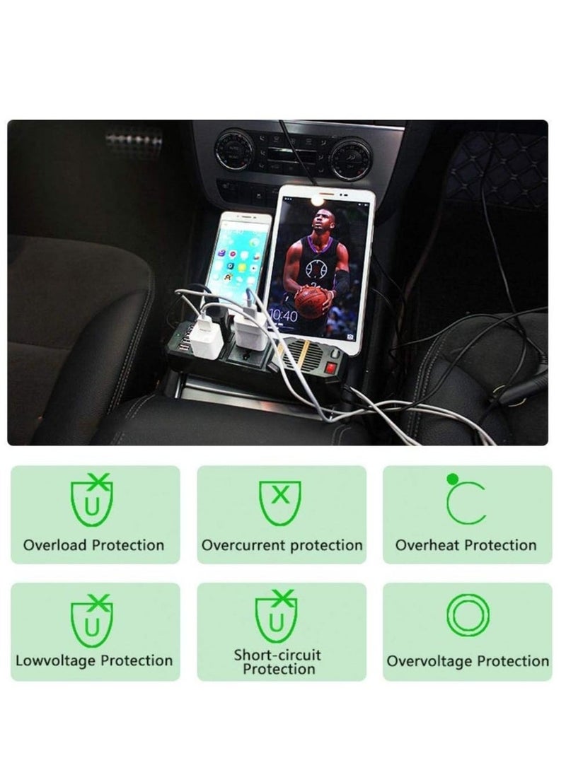 200W Car Inverter 12V to 220Volt DC to AC Converter 4 USB 3.1A Charger Wave Auto Adapter Voltage Transformer 12V