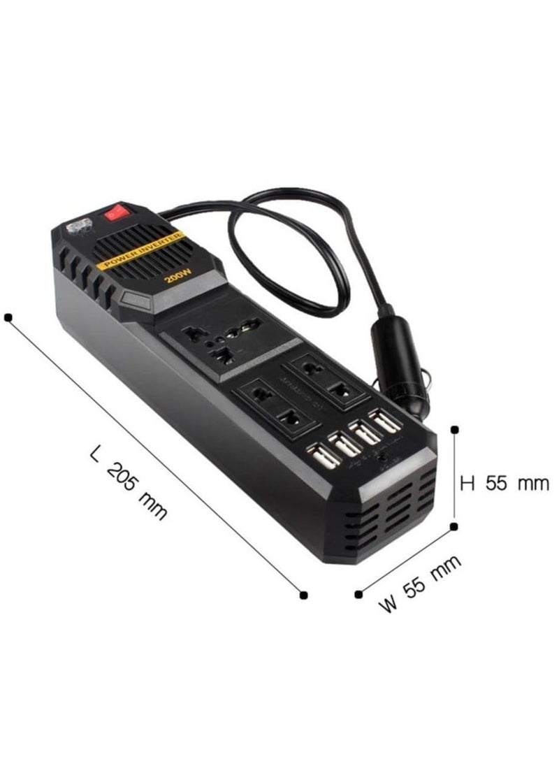 200W Car Inverter 12V to 220Volt DC to AC Converter 4 USB 3.1A Charger Wave Auto Adapter Voltage Transformer 12V