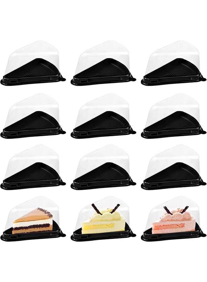 Green Tiger 100 Pcs Triangle Cake Slice Boxes Individual, Clear Triangle Dessert Cake Carry Box, Cake Slice Containers with Lids Plastic, Triangle Pie Holder, Cheesecake Storage Containers - Image 1