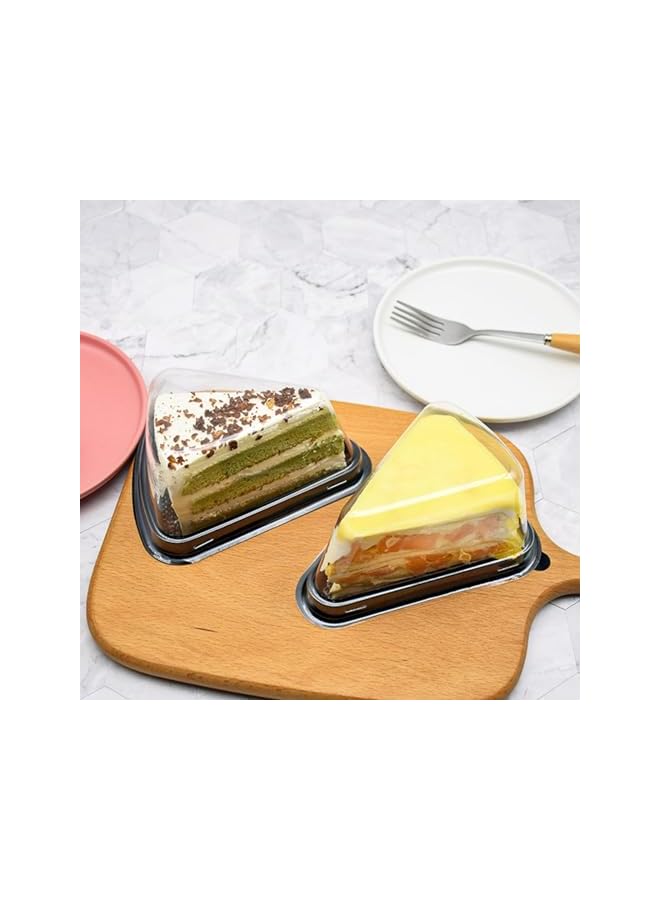 Green Tiger 100 Pcs Triangle Cake Slice Boxes Individual, Clear Triangle Dessert Cake Carry Box, Cake Slice Containers with Lids Plastic, Triangle Pie Holder, Cheesecake Storage Containers - Image 3