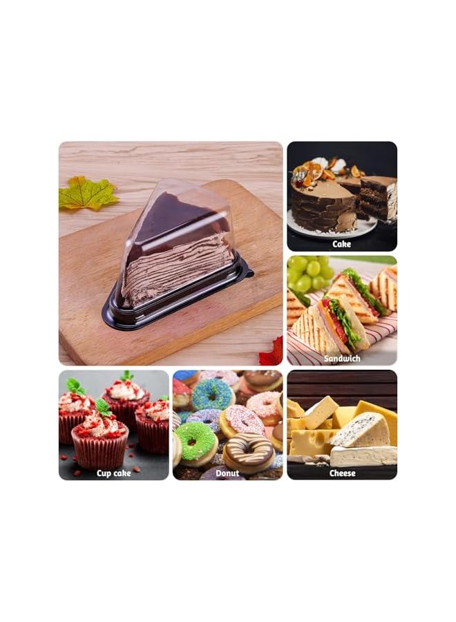 Green Tiger 100 Pcs Triangle Cake Slice Boxes Individual, Clear Triangle Dessert Cake Carry Box, Cake Slice Containers with Lids Plastic, Triangle Pie Holder, Cheesecake Storage Containers - Image 2