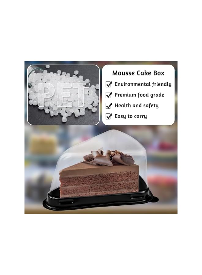 Green Tiger 100 Pcs Triangle Cake Slice Boxes Individual, Clear Triangle Dessert Cake Carry Box, Cake Slice Containers with Lids Plastic, Triangle Pie Holder, Cheesecake Storage Containers - Image 5