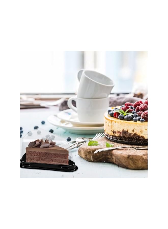 Green Tiger 100 Pcs Triangle Cake Slice Boxes Individual, Clear Triangle Dessert Cake Carry Box, Cake Slice Containers with Lids Plastic, Triangle Pie Holder, Cheesecake Storage Containers - Image 4