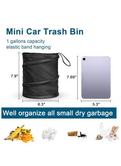 Generic Car Trash Can, Mini Collapsible Pop-up Car Garbage Can, Waterproof Hanging Car Trash Bag with Velcro, Car Trash Bin, 1 Pack, Black  - Image 5