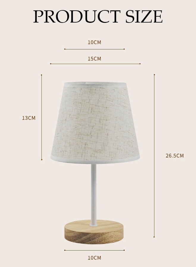 DUNISO LED Three-Color Bedroom Table Lamp USB Bedside Wooden Lamp Night Light With round Fabric Lampshade Suitable For Home Bedroom Living Room Office - Image 5