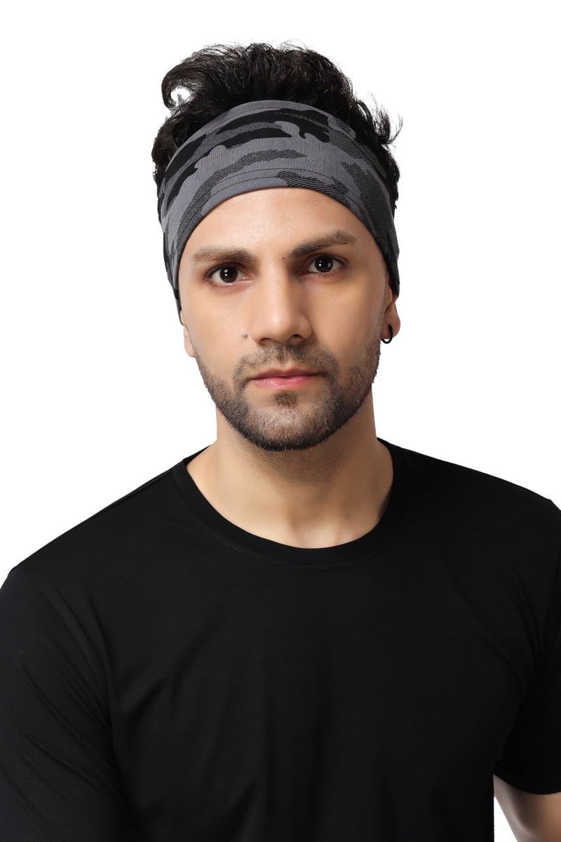 PAROPKAR Multi Sports Headbands Moisture Wicking Workout Headband, Sweatband for Running, Cycling, Football, Yoga, Hairband for Women and Men (Grey Army Headband) - Image 4
