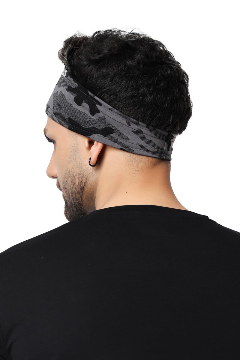 PAROPKAR Multi Sports Headbands Moisture Wicking Workout Headband, Sweatband for Running, Cycling, Football, Yoga, Hairband for Women and Men (Grey Army Headband) - Image 2