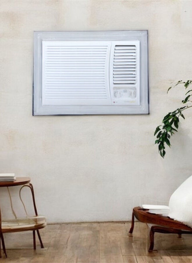 الندى برواز مكيف شباك خشب ابيض جاهز عالي الجودة براويز مكيفات اطار ديكور مانعة للغبار والحشرات يحافظ على هواء التكييف سهولة الفك التركيب التنظيف - Image 1