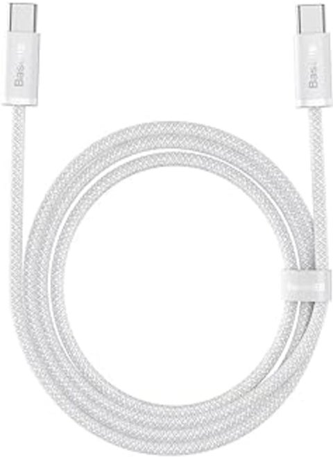 Yato Baseus Dynamic Series 100W Type-C to Type-C Fast Charging Data Cable, 2 Meter Length, White.
