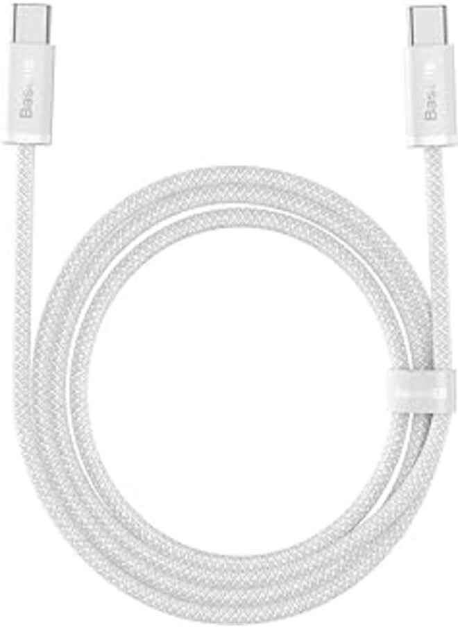 Yato Baseus Dynamic Series 100W Type-C to Type-C Fast Charging Data Cable, 2 Meter Length, White.