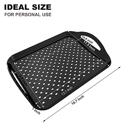 ECOIOU Non Slip Food Serving Tray with Handles, 2-Pack Rectangle Anti-Slip Non-Toxic Dishwasher Safe Tray for Snack Fruit Dessert Breakfast Drink,Black - Image 3