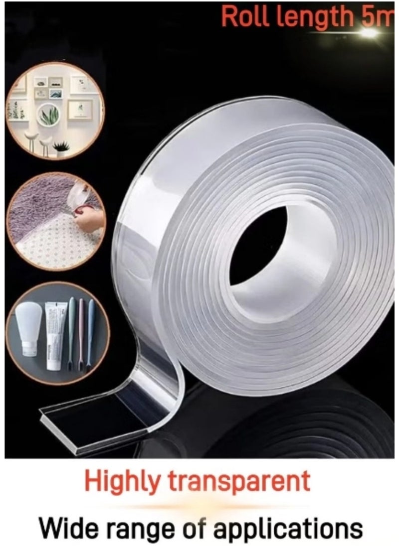 BEILINGDUN - Double Sided Nano adhesive tape clear,Washable Multipurpose Removable Mounting Adhesive Grip Tape5M(1 roll) - Image 1