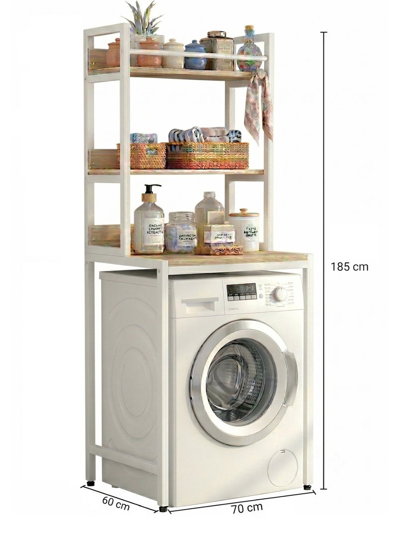 Multi-Functional Over Washing Machine Storage Rack, Freestanding 3-Tier Laundry Room Storage Tower, Space-Saving Bathroom Organizer, Shelving Unit for Front-Drum Washing Machines - Image 4