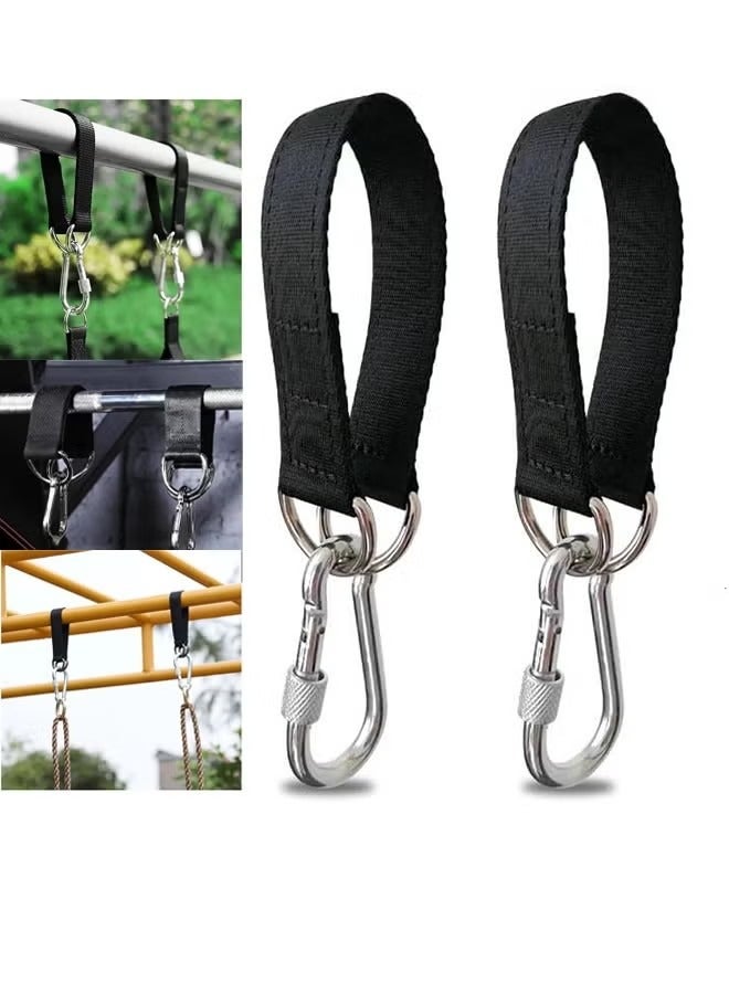 2pcs Tree Swing Straps Hanging Kit – 50cm Heavy Duty 400lbs Straps with Safer Lock Carabiner Clips for Hammock, Punching Bag, Swings, Chairs, Gym Bars & Outdoor Use - Image 1