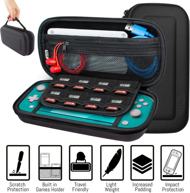 Orzly Switch Lite Accessories Bundle - Case & Screen Protector for Nintendo Switch Lite Console, USB Cable, Games Holder, Comfort Grip Case, Headphones, Thumb-Grip Pack & More ( Gift Pack) - Image 4