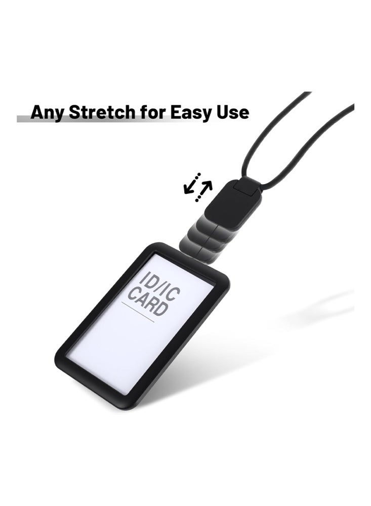 SENDEFN Premium ID Badge Holder with Lanyard, Retractable Badge Reel, Safety Breakaway Buckle, Card Slots Soft Silicone ID Card Holder Vertical for Office Staff Teachers Employees （Black-Vertical） - Image 3