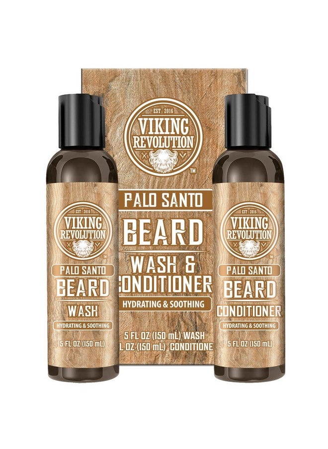 Viking Revolution Beard Wash And Beard Conditioner For Men With Argan Oil And Jojoba Oil - Beard Softener And Strengthener Beard Care Beard Shampoo And Conditioner With Ginseng Root (5Oz, Palo Santo)  - Image 1