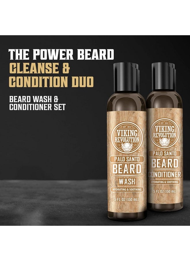 Viking Revolution Beard Wash And Beard Conditioner For Men With Argan Oil And Jojoba Oil - Beard Softener And Strengthener Beard Care Beard Shampoo And Conditioner With Ginseng Root (5Oz, Palo Santo)  - Image 2