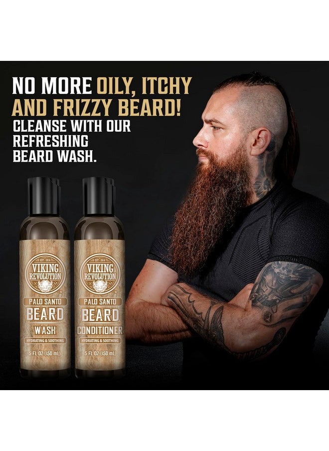 Viking Revolution Beard Wash And Beard Conditioner For Men With Argan Oil And Jojoba Oil - Beard Softener And Strengthener Beard Care Beard Shampoo And Conditioner With Ginseng Root (5Oz, Palo Santo)  - Image 3