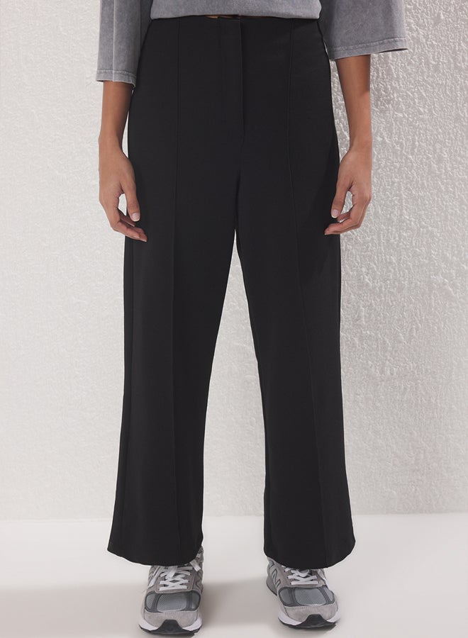 trendyol Black Crepe Ribbed Knitted Pants - Image 3