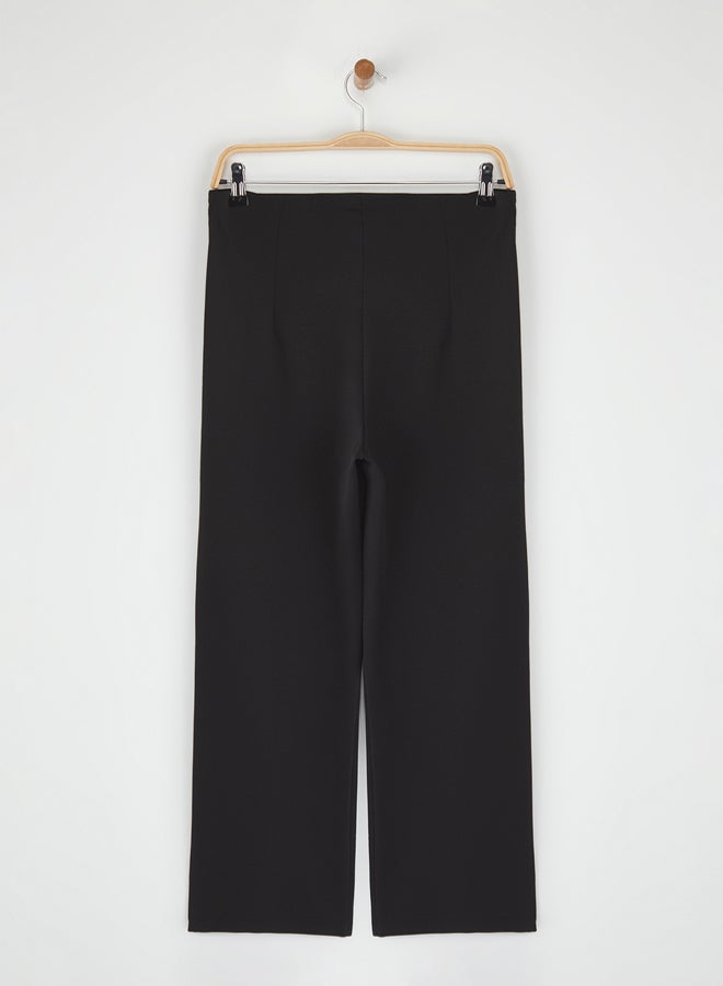 trendyol Black Crepe Ribbed Knitted Pants - Image 5