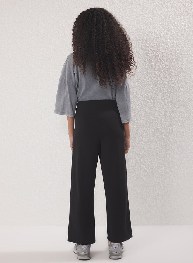 trendyol Black Crepe Ribbed Knitted Pants - Image 4