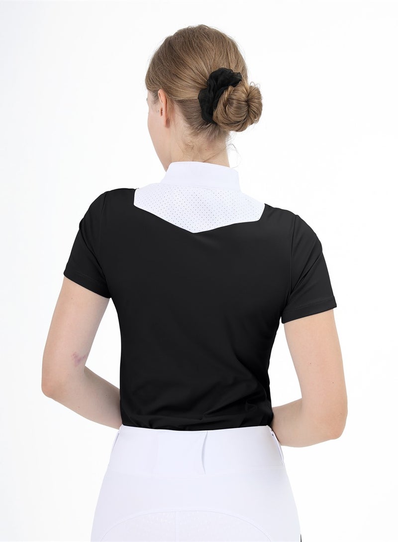 general Women Short Sleeve Equestrian T-shirts Summer Breathable Riding Horse Tops with M Pattern Equestrian Clothes - Image 4