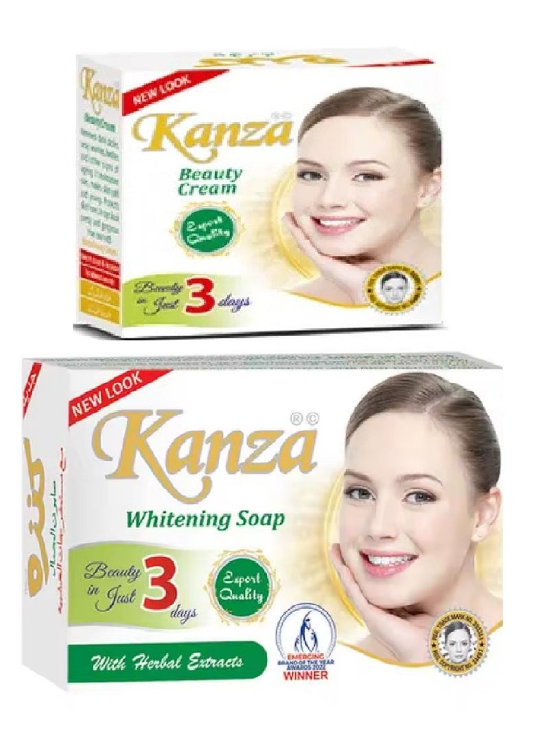 كنزه مجموعة الجمال لتفتيح البشرة صابونة وكريم - Image 1