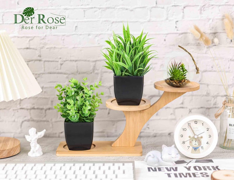 Der Rose 2 Pack Fake Plants Small Artificial Potted Plants Faux Plants Black Bathroom Accessories for Home Office Desk Bathroom Decor Indoor - Image 3