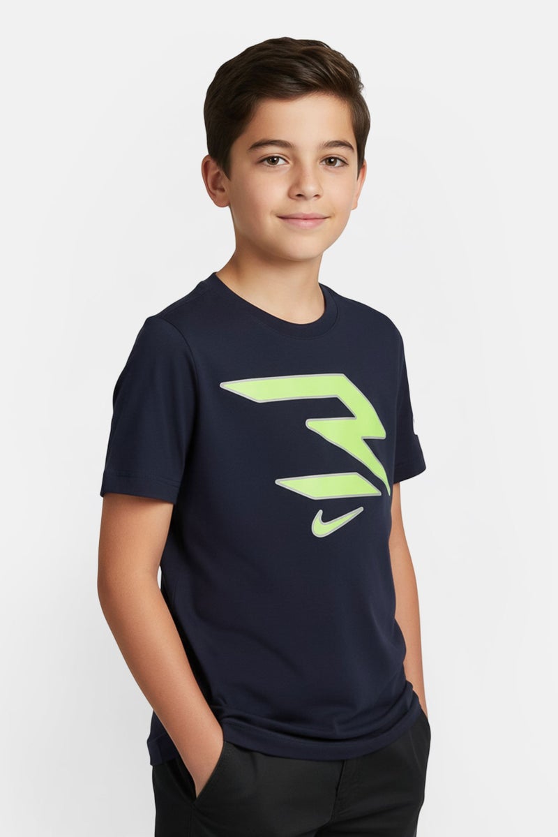 Nike 3Brand by Russell Wilson Kids Boy Graphic Print Short Sleeve T-shirt, Navy Blue - Image 1