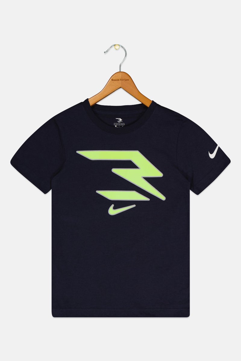 Nike 3Brand by Russell Wilson Kids Boy Graphic Print Short Sleeve T-shirt, Navy Blue - Image 2