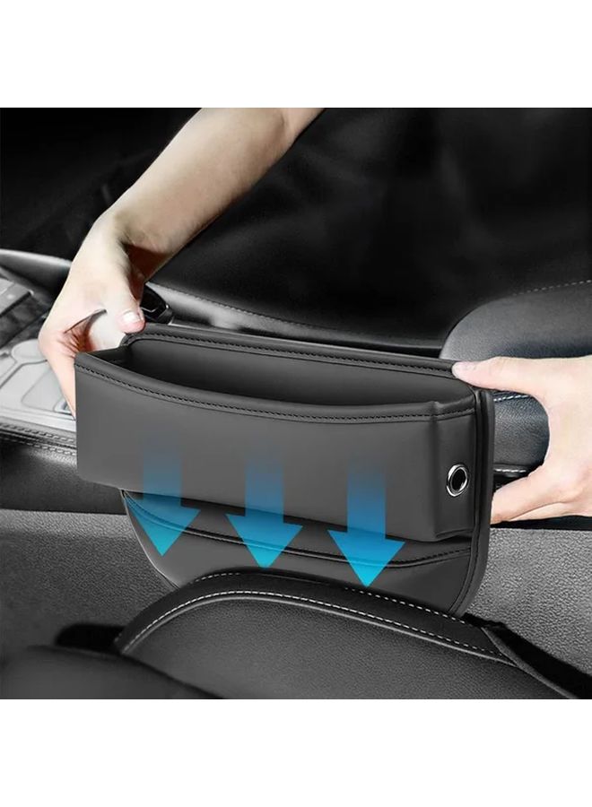 Left Side Car Seat Gap Storage Box Organizer Leak Proof Cup Holder Faux Leather - Image 3