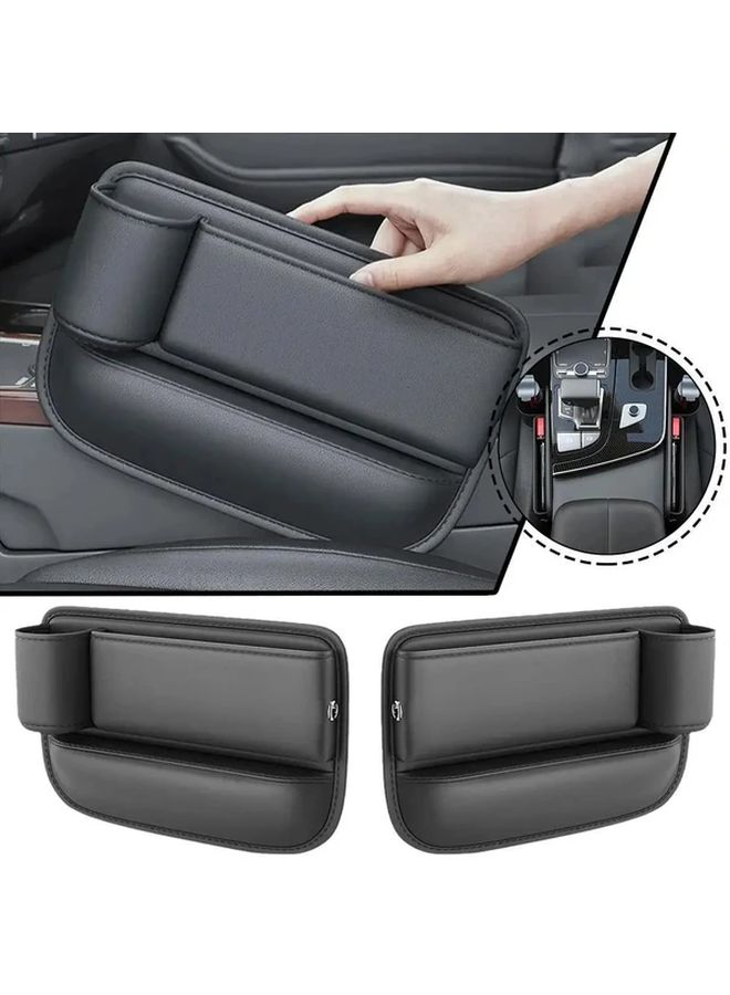 Left Side Car Seat Gap Storage Box Organizer Leak Proof Cup Holder Faux Leather - Image 1