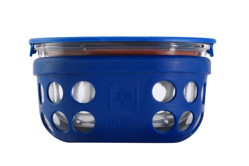 TintBox Tintbox 300 ml Premium Glass Lunch Box with Protective Silicone Sleeve Glass Tiffin Box Borosilicate Lunch Box for Office Men Women Oasis Blue  - Image 1