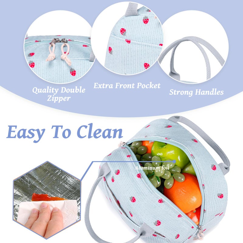 Bluboon Lunch Bag for Women Men Cute Corduroy Lunch Tote Bags Reusable Insulated Lunch Box Large Capacity Reusable Insulated Cooler for Work Picnic or Travel - Image 3
