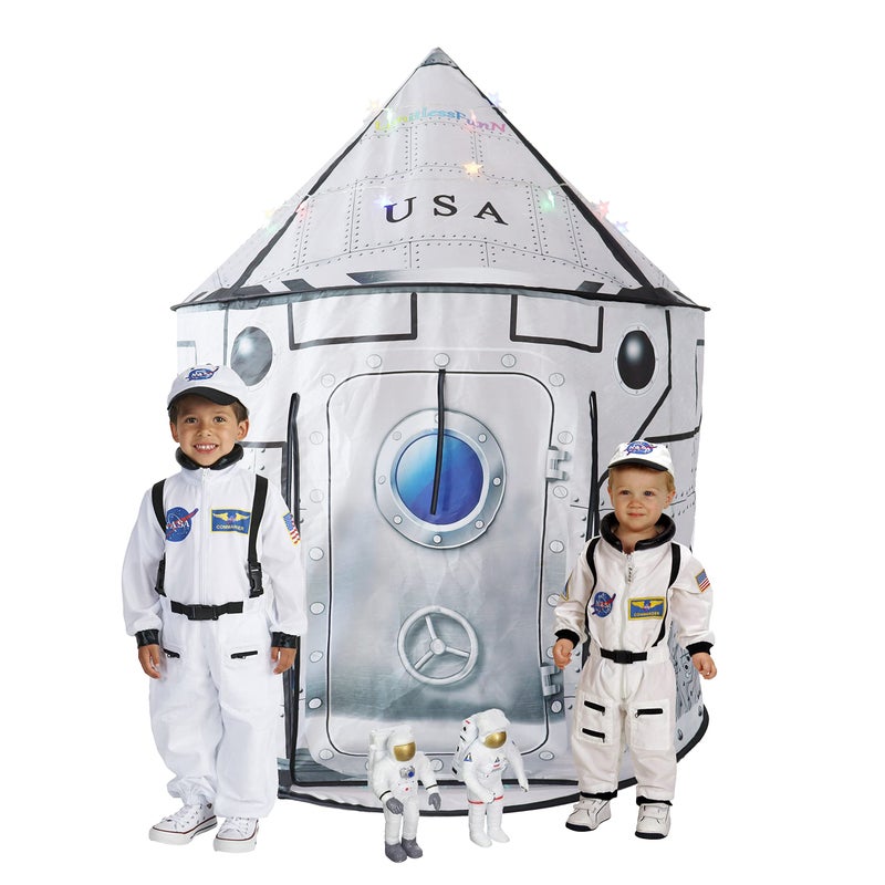 LimitlessFunN Space Rocket Ship Pop Up Kids Play Tent | Includes Star Lights & Carrying Case |, Children Indoor Castle Playhouse for Boys, Toddlers, 41" D x 41" W x 53" H - Image 1