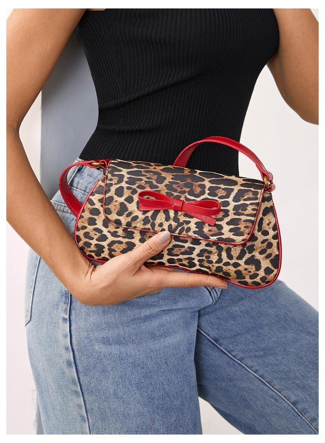 MakeMeChic Women's Cheetah Print Purse Faux Leather Leopard Bow Y2K Flap Shoulder Bag Multicolor One-Size - Image 4