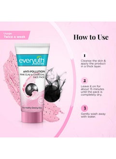 Everyuth Everyuth Naturals Anti Pollution Pink Clay & Charcoal Face Pack 100g  - Image 5