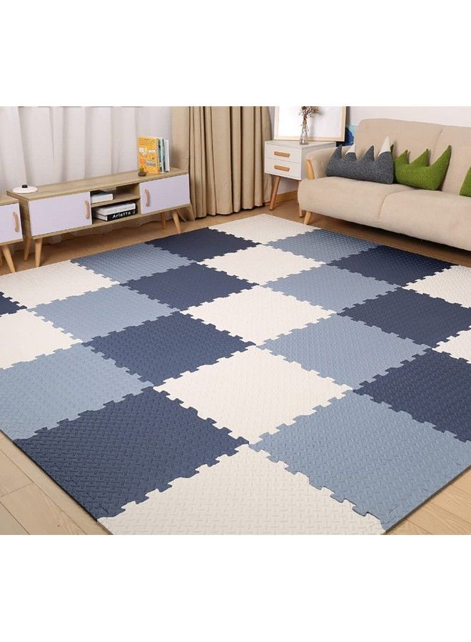 SIGNATRON Puzzle Flooring ;; Kids Interlocking Play Mat ;; Baby Play Mat ;; Play Mats For Kids ;; 12 Mm Thick (12 Tiles48 Square Feet Navy Bluegreywhite) - Image 1