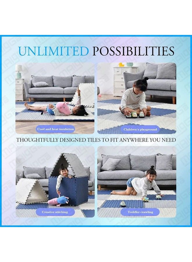SIGNATRON Puzzle Flooring ;; Kids Interlocking Play Mat ;; Baby Play Mat ;; Play Mats For Kids ;; 12 Mm Thick (12 Tiles48 Square Feet Navy Bluegreywhite) - Image 5