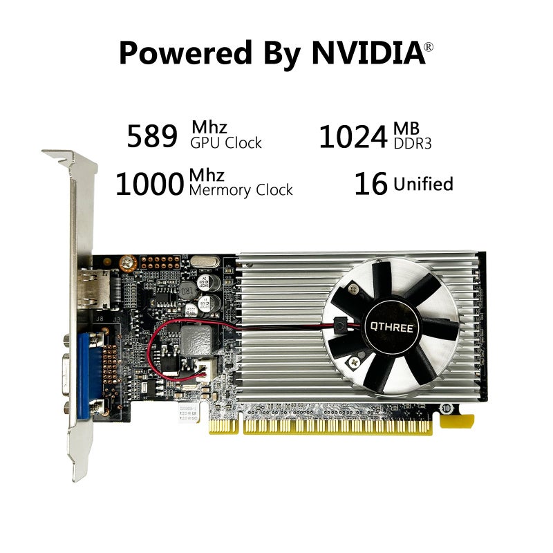 QTHREE GeForce GT 210 Graphics Card,1024 MB DDR3 64 Bit,HDMI,VGA,Low Profile Video Card for PC,GPU,PCI Express 2.0 x16,SFF,Low Power - Image 2