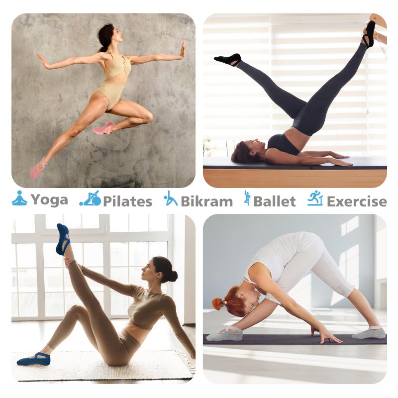 BKP Yoga Socks for Women,Pilates Socks Non Slip Grip Socks Suitable for Ballet,Plasticity,Dance,Home,Training - Image 4