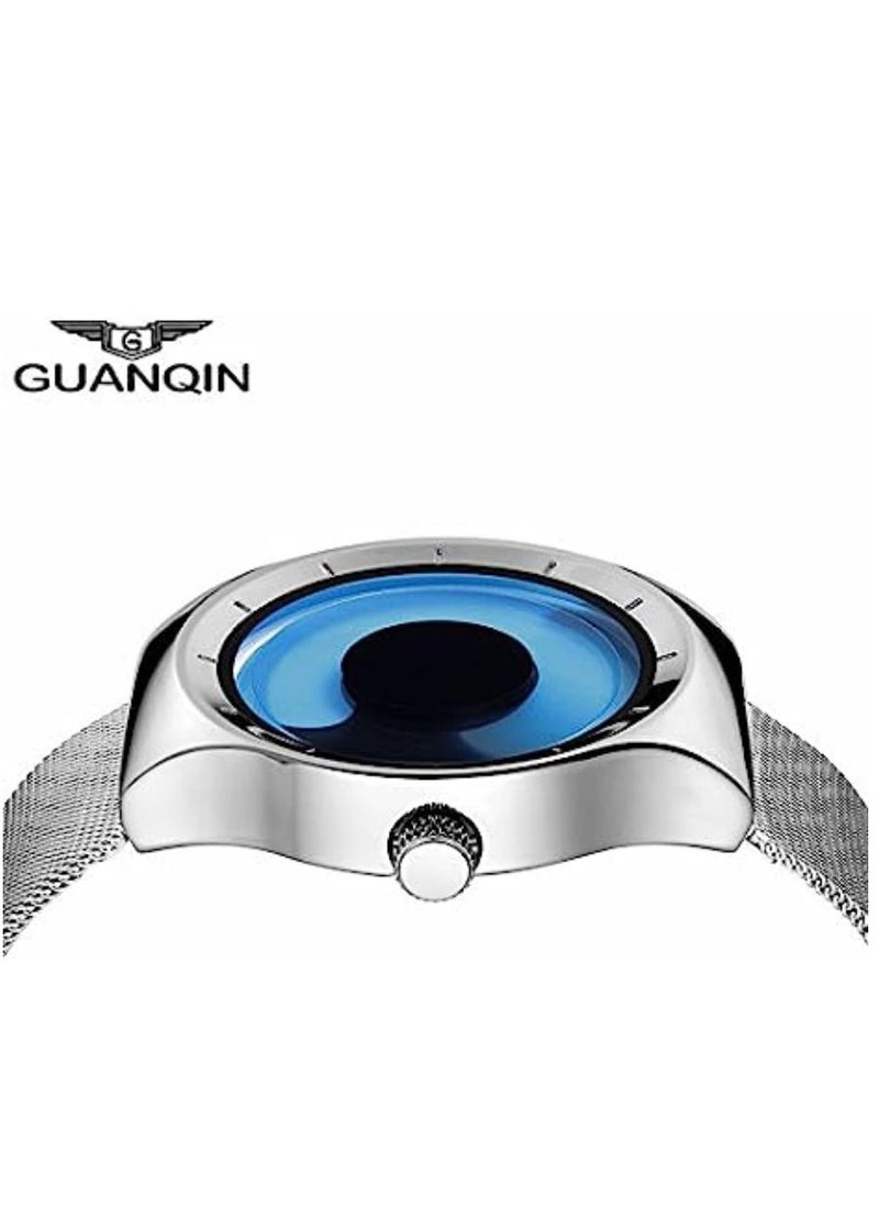 GUANQIN - Men's Watches Ultra Thin Stainless Steel Mesh Band Waterproof Quartz Wrist Watch - Image 1