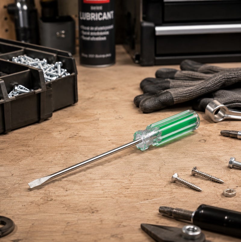 WULF 6-Inch Slotted Screwdriver with Ergonomic Crystal Green Handle, Premium Hardened Steel Flat Head Blade for Industrial & Home Maintenance, Heavy-Duty Precision Fastening Hand Tool for Electrical & DIY Repair - Image 5