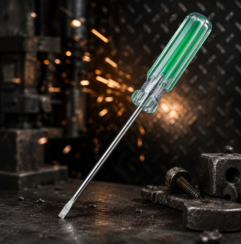 WULF 6-Inch Slotted Screwdriver with Ergonomic Crystal Green Handle, Premium Hardened Steel Flat Head Blade for Industrial & Home Maintenance, Heavy-Duty Precision Fastening Hand Tool for Electrical & DIY Repair - Image 3